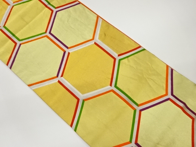 リサイクル　亀甲模様織出し袋帯